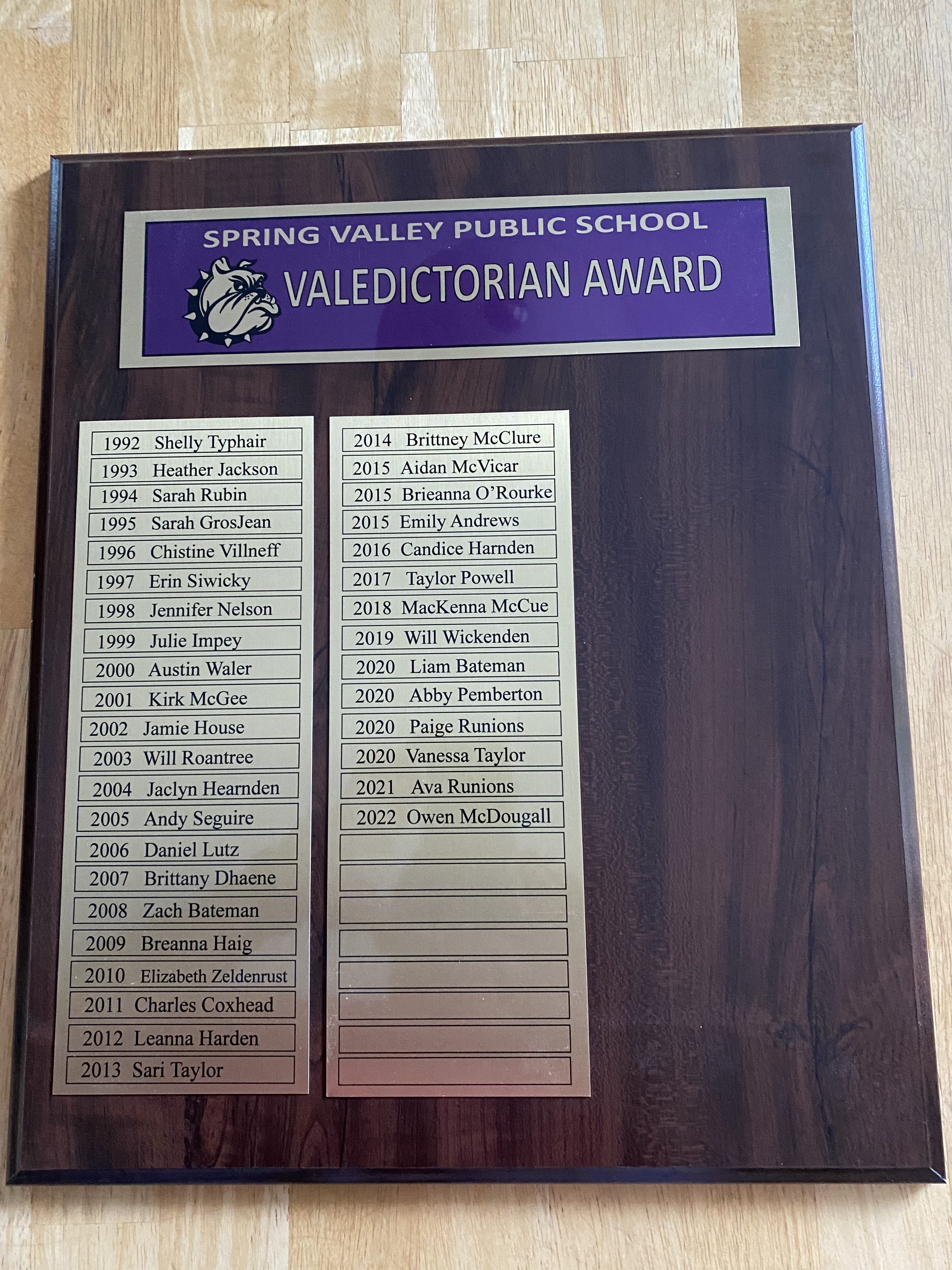 SpringValleyNewPlaque